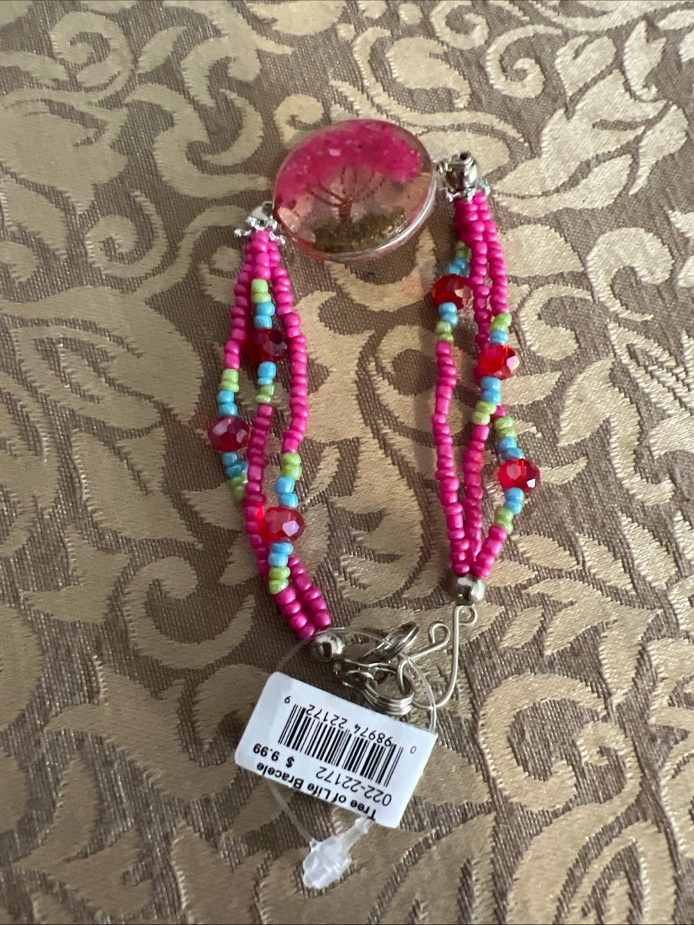 Beautiful Tree Of Life Bracelet Beaded Fashion Accessory Pink Teal